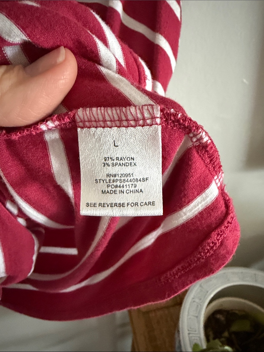 Striped Knot-Front Short Sleeve Tee - Raspberry & White - Picture 3 of 7